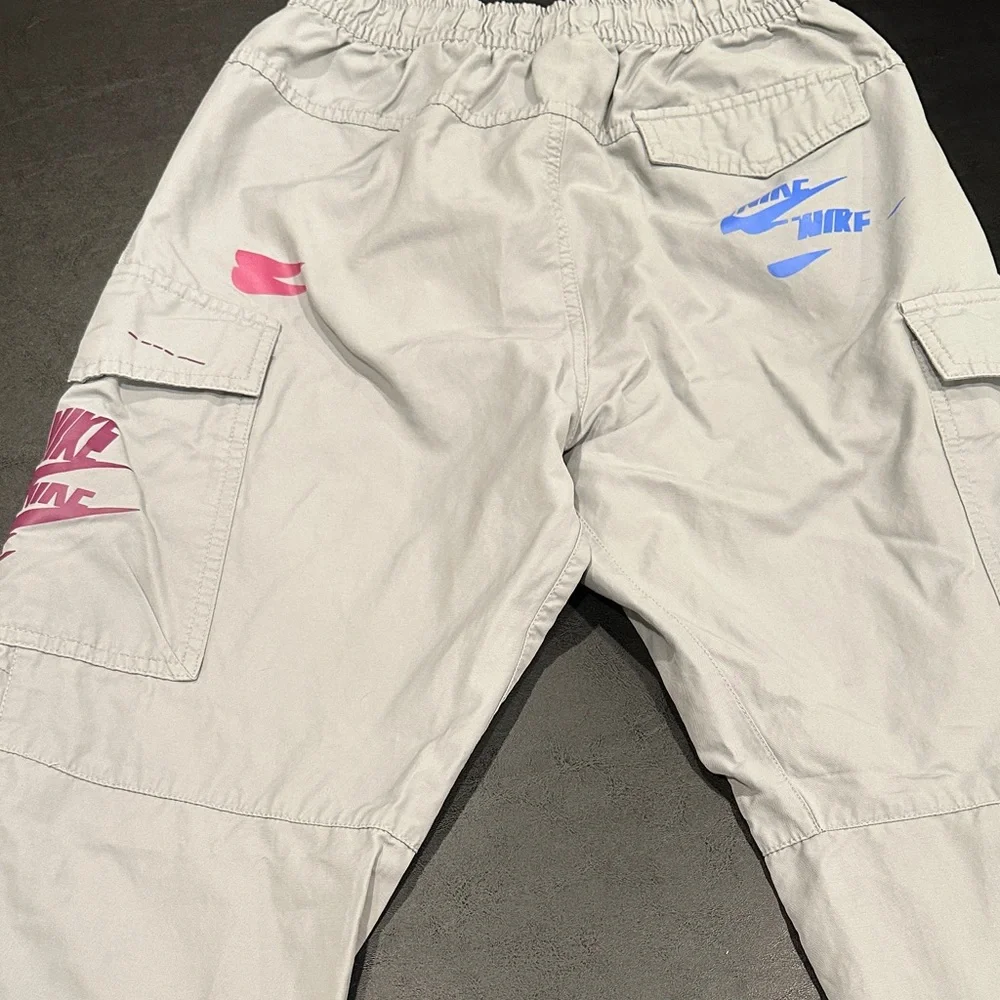 Nike Kids Gray Sweatpants with Pink and Yellow Accents